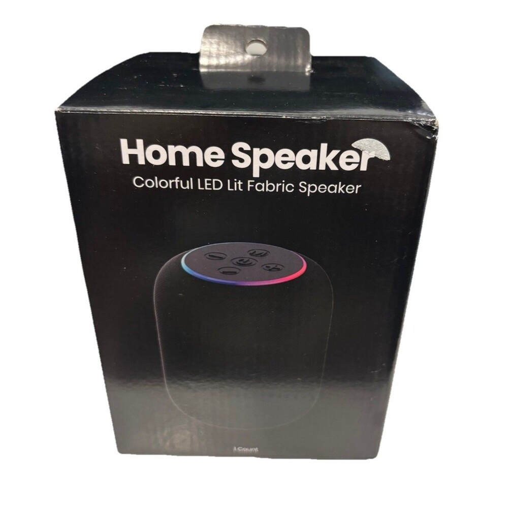 Flash Colorful LED Lit Fabric Speaker 10W Wireless USB-C AUX Black